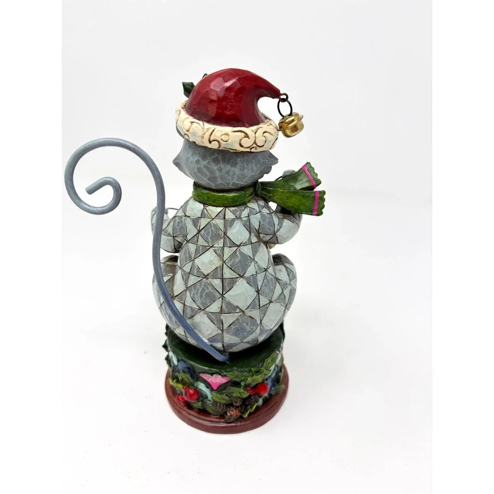 Jim Shore Heartwood Creek Christmas Cat Figurine Jingle Bell On Kittys Tail 2010